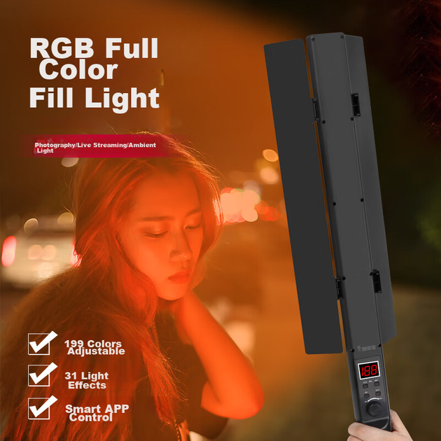 Светодиодный ручной фотосвет Hakutatz LED, RGB-подсветка с изменяющимся цветом для прямых трансляций, создания атмосферного освещения, контурных эффектов, портретного макияжа, студийного освещения для прямых трансляций, фотоосвещения. - Фото 6 Светодиодный ручной фотосвет Hakutatz LED, RGB-подсветка с изменяющимся цветом для прямых трансляций, создания атмосферного освещения, контурных эффектов, портретного макияжа, студийного освещения для прямых трансляций, фотоосвещения. - изображение 6