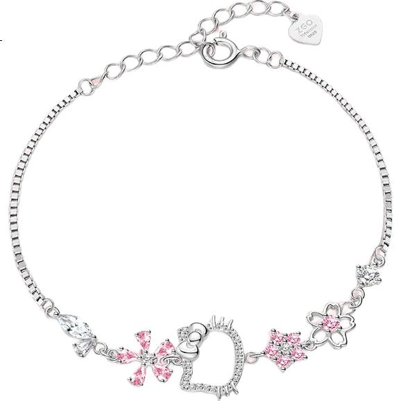 Браслет Chaosehui Sanrio Hello Kitty з чистого срібла для жінок, легкий розкішний нішевий подарунок на день народження для жінок, жіночий браслет 6106 - зображення 3