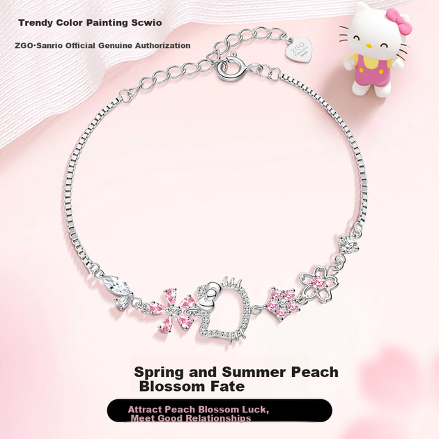Браслет Chaosehui Sanrio Hello Kitty з чистого срібла для жінок, легкий розкішний нішевий подарунок на день народження для жінок, жіночий браслет 6106 - зображення 5