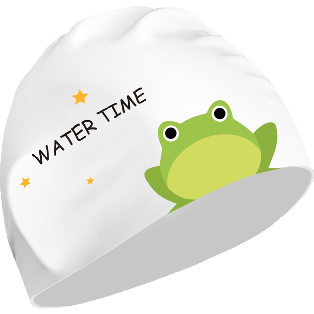 WATERTIME / Детская плавательная шапочка Shuichuan, водонепроницаемая силиконовая шапочка для плавания, не сдавливающая уши при длинных волосах, для мальчиков и девочек, дизайн «Лягушка и Маленький принц». - изображение 4