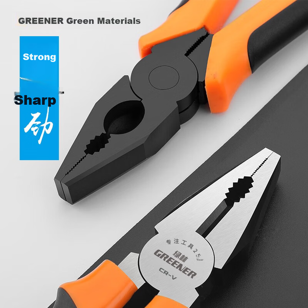 Набір побутових плоскогубців GREENER з 3 предметів: кусачки для дроту Tiger Steel, голкогубці, діагональні кусачки, електричні інструменти з економним зчепленням - зображення 8