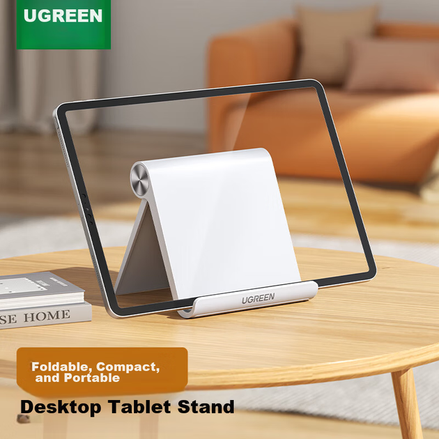 Подставка для планшета Ugreen для iPad, планшета и телефона, настольная подставка для прямых трансляций, прикроватная подставка с регулируемым углом наклона, универсальная для Apple, Huawei и Xiaomi. - изображение 4