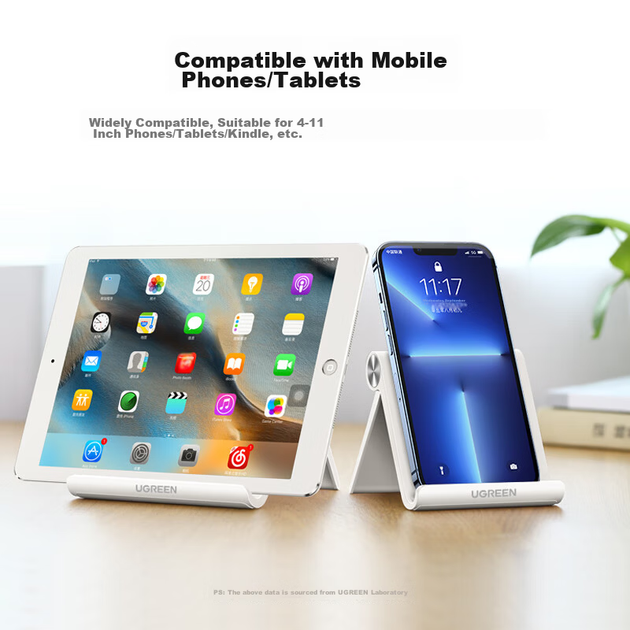 Подставка для планшета Ugreen для iPad, планшета и телефона, настольная подставка для прямых трансляций, прикроватная подставка с регулируемым углом наклона, универсальная для Apple, Huawei и Xiaomi. - изображение 5