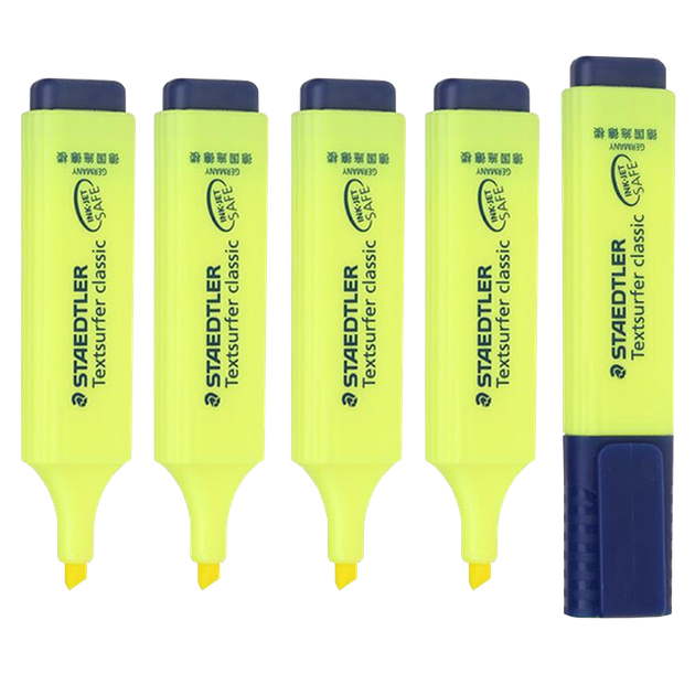 Флуоресцентные маркеры STAEDTLER, 1+5 мм, для экзаменов, выделения текста, офисной работы, детских рукописных отчетов, рисования, ведения дневника, для повседневного использования, желтые, 5 штук, 364-1 - изображение 4