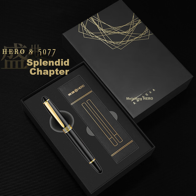 Кулькова ручка HERO Signature Gift Box Huazhang Series Business High-End Стильний подарунок на день народження та свята Змінний набір чорного кольору Сувенір - изображение 5