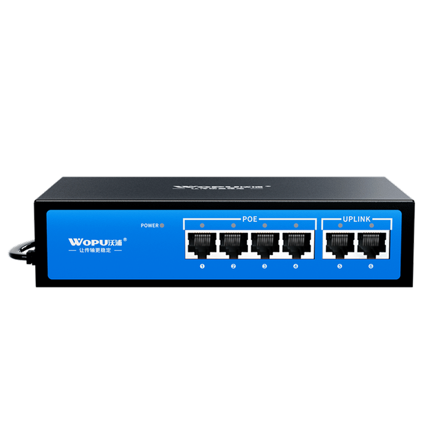 Коммутатор Wopu POE с 6 портами Full Gigabit для камер видеонаблюдения и видеорегистраторов, 4 выделенных порта питания + два восходящих канала, соответствующий национальному стандарту электротехники, DJH603. - изображение 4