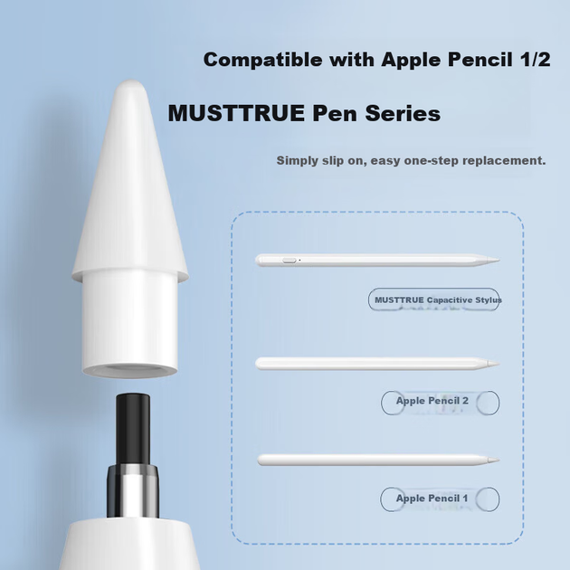 Наконечники MUSTTRUE для Apple Pencil 1/2 покоління 6 шт - зображення 4