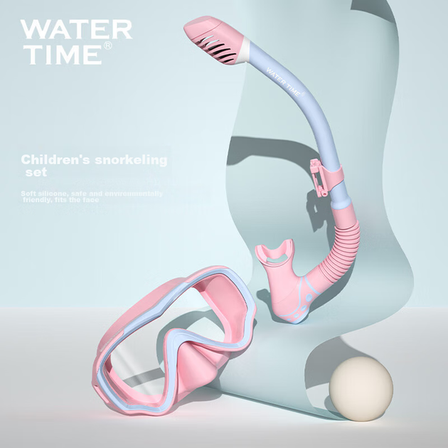 WATERTIME / Детская маска для дайвинга Shuichuan, маска для снорклинга «Три сокровища», детская маска для лица, плавательные очки, очки для подводного плавания, волшебный розовый цвет - изображение 7