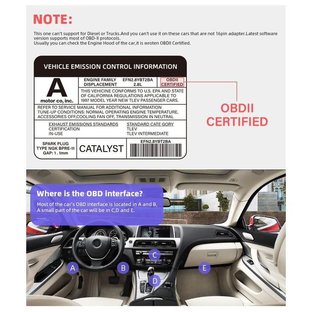 Автосканер диагностический ELM327 OBD2 V1.5 Bluetooth 5.1 - изображение 2