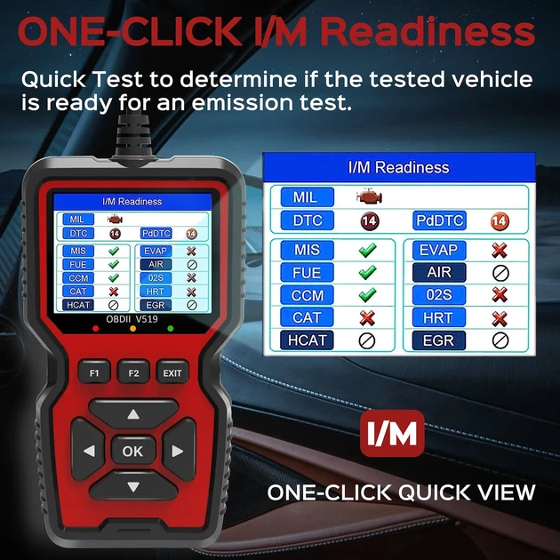 Автосканер OBD2 V519 проводной цветной дисплей — Автомобильный диагностический сканер считыватель ошибок Check Engine - изображение 3