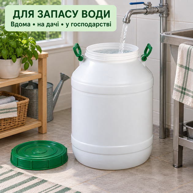 Бочка харчова пластикова Леміра 50 л з кришкою та ущільнювальним кільцем, горловина 215 мм - зображення 3