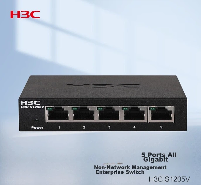 5-портовий гігабітний комутатор H3C, некерований комутатор корпоративного класу, розгалужувач мережевих кабелів для домашнього гуртожитку, S1205V - изображение 11