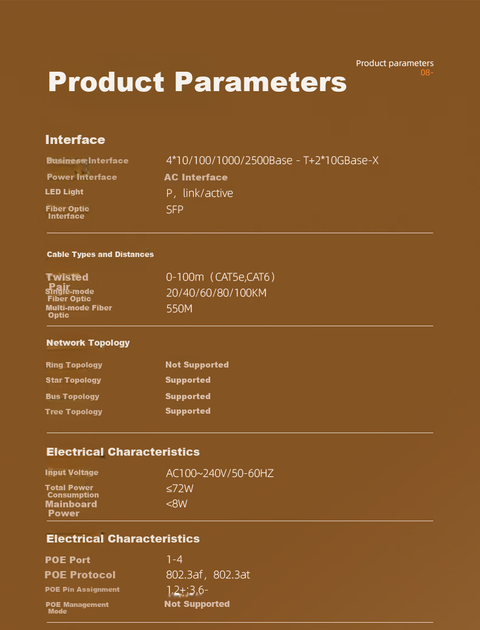 Коммутатор KeepLINK KP-9000 2.5G на 4 порта PoE с двумя гигабитными SFP, мощность 75 Вт, для видеонаблюдения - изображение 9