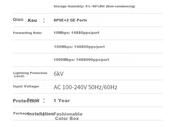 Стандартный PoE-коммутатор UGREEN с 8 портами и питанием от 10 гигабитных портов, разветвитель/конвертер сетевого кабеля для домашней системы видеонаблюдения, разветвитель для корпоративных сетей с двумя восходящими каналами 35372 - изображение 9