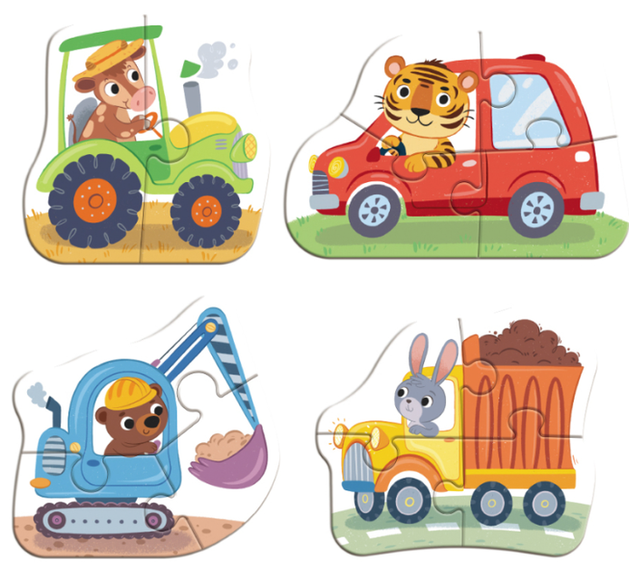 Пазл 4в1 Dodo Baby Puzzle «Транспорт», развивающий набор для малышей 18м+ с машинками - изображение 2