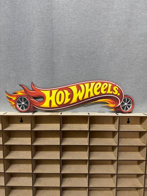 Полочка для машинок Hot Wheels 49 ячеек красно-желтая (1401.06) - изображение 4
