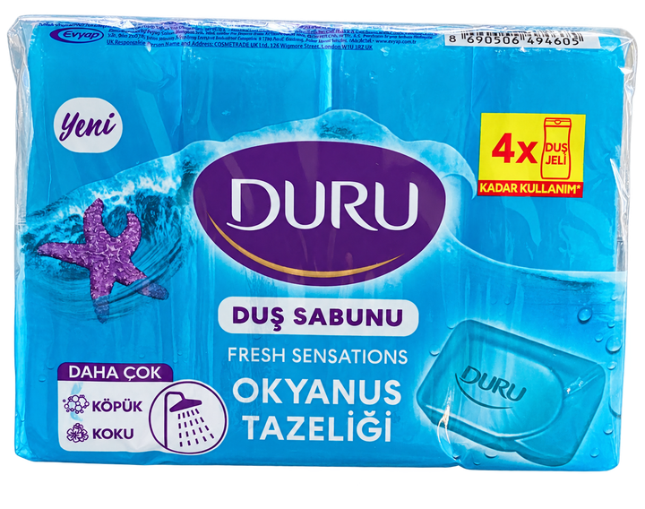 Мыло для душа Duru Fresh Sensations Океаническая свежесть, 4×150 г (600 г) - Фото 2 Мыло для душа Duru Fresh Sensations Океаническая свежесть, 4×150 г (600 г) - изображение 2