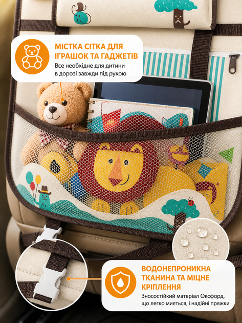 Органайзер на спинку сиденья автомобиля 53х43 см детская авто сумка Axacam (CO065Y) Yellow - изображение 3