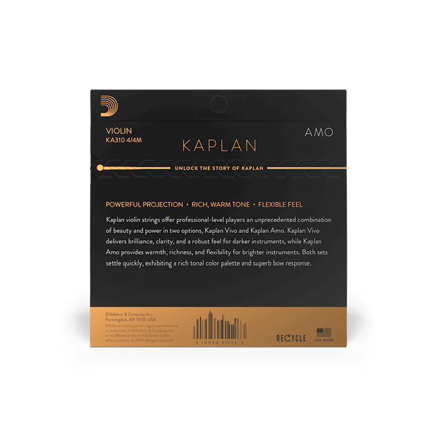 Струни для скрипки D'Addario KAPLAN AMO VIOLIN STRING SET 4/4 Scale Medium Tension - Фото 3 Струни для скрипки D'Addario KAPLAN AMO VIOLIN STRING SET 4/4 Scale Medium Tension - зображення 3