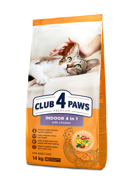 Сухой корм Club 4 Paws Adult Cats Indoor 4 in 1 - для кошек, живущих в помещении "4 в 1" 14 кг (B4630201) - Фото 1 Сухой корм Club 4 Paws Adult Cats Indoor 4 in 1 - для кошек, живущих в помещении "4 в 1" 14 кг (B4630201) - изображение 1