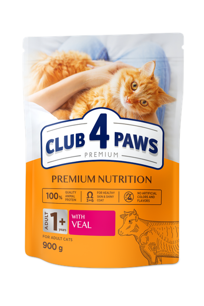 Сухой корм Club 4 Paws Adult Cats With Veal для взрослых кошек с телятиной 900 г (B4620801) - Фото 1 Сухой корм Club 4 Paws Adult Cats With Veal для взрослых кошек с телятиной 900 г (B4620801) - изображение 1