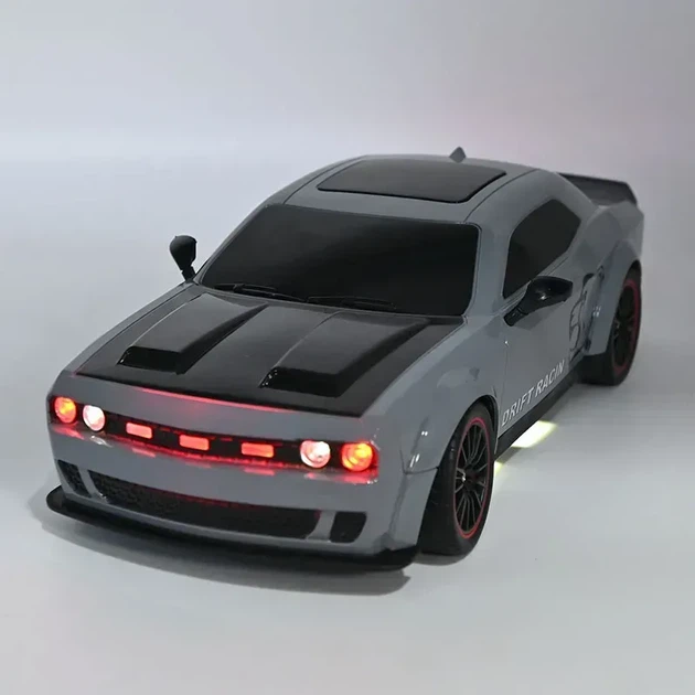 Дрифт Машина для дрифта на радиоуправлении Dodge Challenger Hellcat 4WD Свет, Пар, Неоновая подсветка Додж Хеллкет 27 см Серый - изображение 2