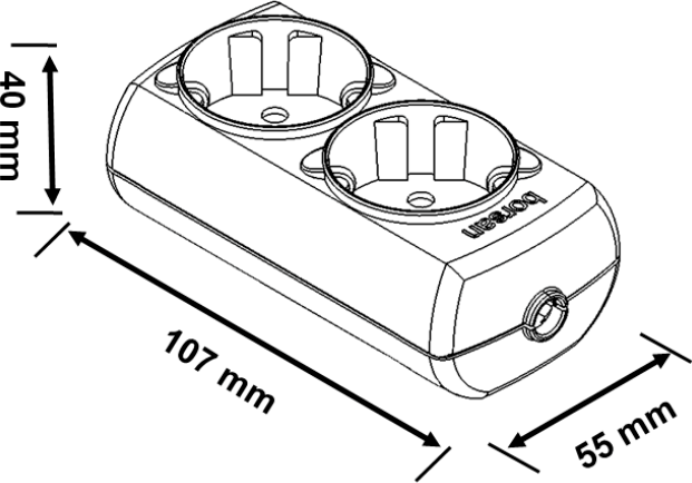 Колодка Borsan з заземленням 2 розетки Black (BR-1572-0) - Фото 3 Колодка Borsan з заземленням 2 розетки Black (BR-1572-0) - зображення 3