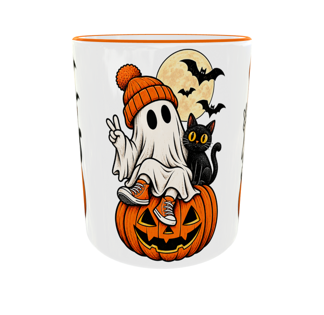 Кружка (чашка) с принтом Хэллоуинское настроение | Halloween | керамическая 330 мл | оранжевая ручка - Фото 5 Кружка (чашка) с принтом Хэллоуинское настроение | Halloween | керамическая 330 мл | оранжевая ручка - изображение 5