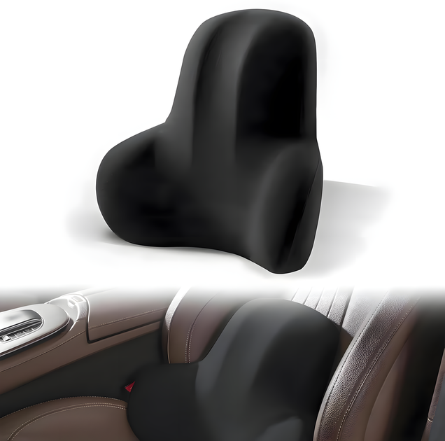 Ортопедическая подушка для поясницы Memory Foam для авто и офисного кресла чёрная - изображение 2