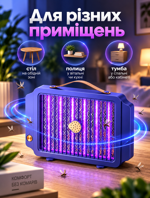 Ультрафиолетовая лампа‑уничтожитель насекомых для дома с аккумулятором 1200 мАч USB‑зарядкой и ремешком - изображение 5