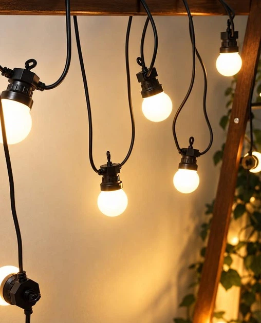 Белт-лайт 5м, 10 матовых LED-ламп 5см, теплый белый, черный каучуковый провод, IP68, 220 В, 1373-53 - Фото 1 Белт-лайт 5м, 10 матовых LED-ламп 5см, теплый белый, черный каучуковый провод, IP68, 220 В, 1373-53 - изображение 1