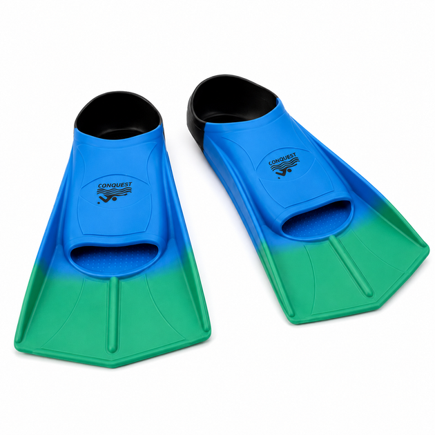 Короткие ласты для бассейна Conquest AquaSprint L (41-43) сине-зеленые BF10 - изображение 2