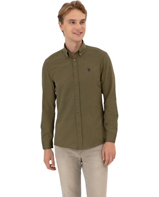 Рубашка мужская приталенная U.S. Polo Assn. 2348254OLIVE M оливковая (8683859552993) - Фото 3 Рубашка мужская приталенная U.S. Polo Assn. 2348254OLIVE M оливковая (8683859552993) - изображение 3