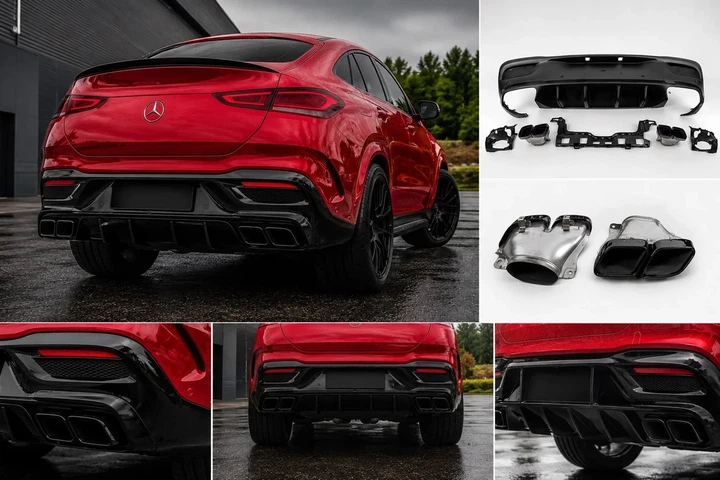 Задний диффузор с насадками дизайн GLE 63 для Mercedes GLE coupe C167 2019- рр - изображение 3