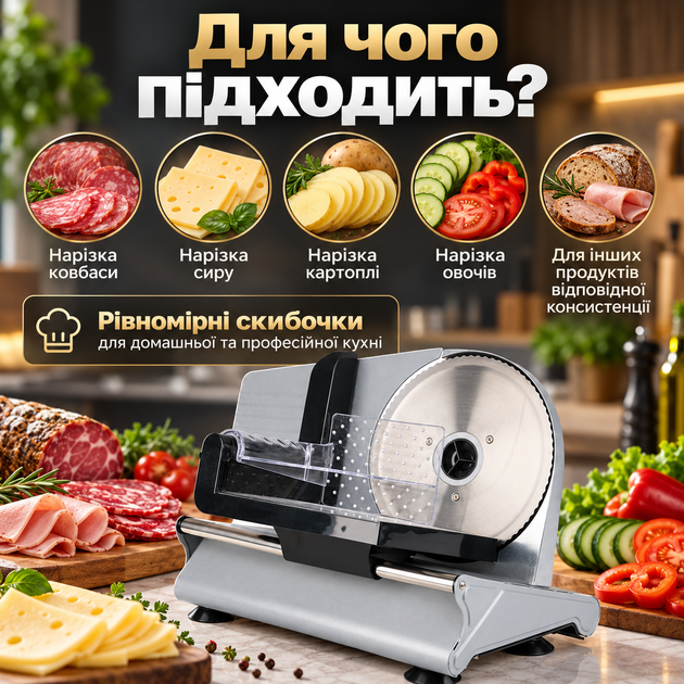 Слайсер SOKANY SK-446 500 Вт для нарізки продуктів з ножем 170 мм та захистом пальців - зображення 4