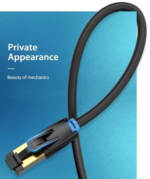 Мережевий кабель Vention Cat.8 SFTP Patch Cable 2M Black (IKABH) - Фото 6 Мережевий кабель Vention Cat.8 SFTP Patch Cable 2M Black (IKABH) - изображение 6
