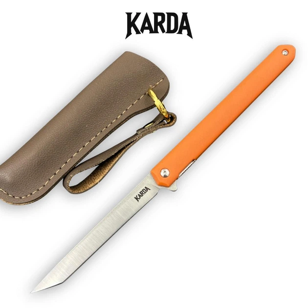 Ніж складний Karda J097 orange handle tanto blade - Фото 1 Ніж складний Karda J097 orange handle tanto blade - изображение 1