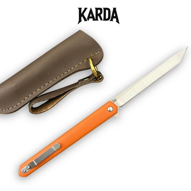 Ніж складний Karda J097 orange handle tanto blade - Фото 2 Ніж складний Karda J097 orange handle tanto blade - изображение 2