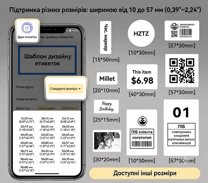 Принтер етикеток, чеків 10-80 мм, Bluetooth/USB. Друкує на етикетках всіх виробників! Android/ iOS/ Windows/ Mac, Принтер для Checkbox (Чекбокс) - зображення 6