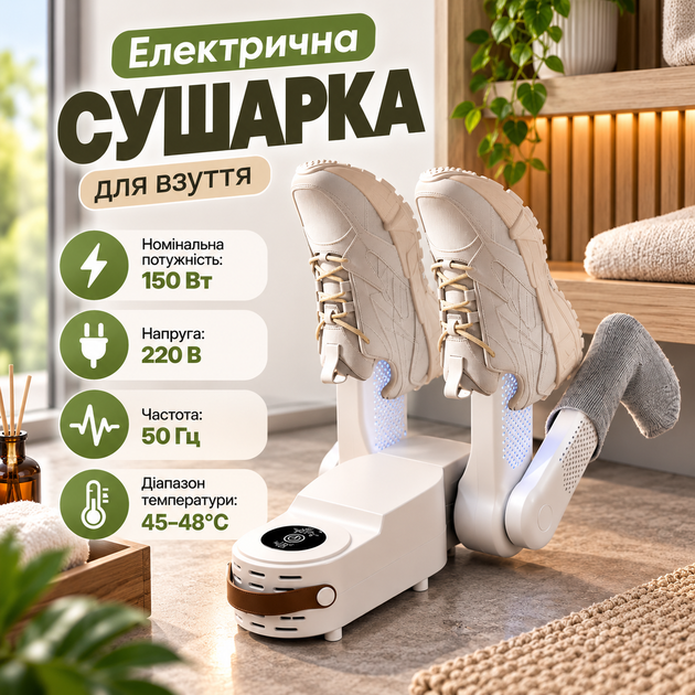 Електрична сушарка для взуття JY-HXQ-06 150 Вт 45–48°C з теплим повітрям Стерилізатор дезодоратор - Фото 1 Електрична сушарка для взуття JY-HXQ-06 150 Вт 45–48°C з теплим повітрям Стерилізатор дезодоратор - зображення 1