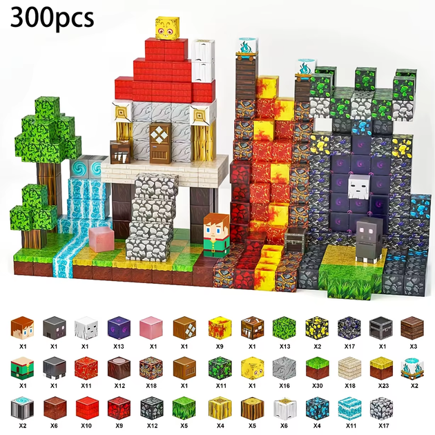 Магнитный конструктор Minecraft 300 шт по игре Майнкрафт Крепость Mk001022.3 - изображение 8
