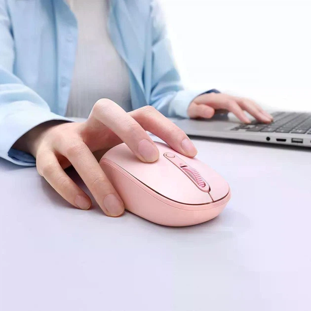 Беспроводная (Bluetooth+2.4 GHz) компьютерная мышь Baseus F01B Tri-Mode Pink (B01055503413-00) - Фото 4 Беспроводная (Bluetooth+2.4 GHz) компьютерная мышь Baseus F01B Tri-Mode Pink (B01055503413-00) - изображение 4