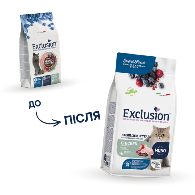 Exclusion Sterilized 7+ Chicken корм для стерилізованих котів від 7 років з куркою 300 г - изображение 2