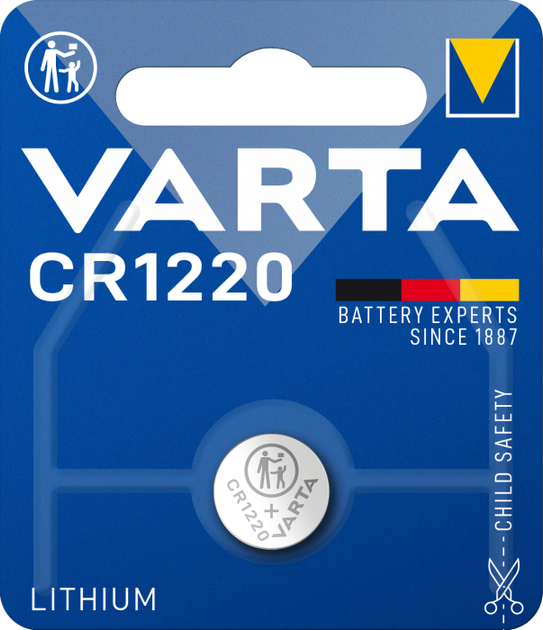Батарейка дисковая VARTA CR 1220 3V BLI 1 шт - Фото 1 Батарейка дисковая VARTA CR 1220 3V BLI 1 шт - изображение 1