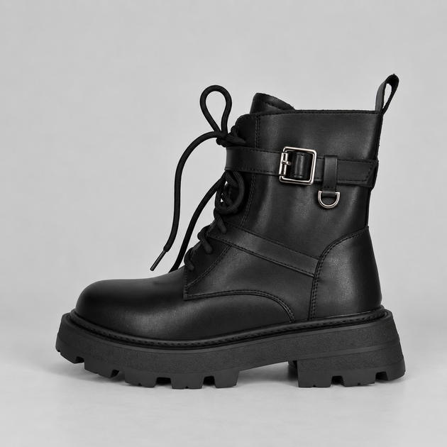 Зимние ботинки на шнурках с ремешком Женские Meideli Черный 39 (25 см) Код: k1621 black - Фото 3 Зимние ботинки на шнурках с ремешком Женские Meideli Черный 39 (25 см) Код: k1621 black - изображение 3