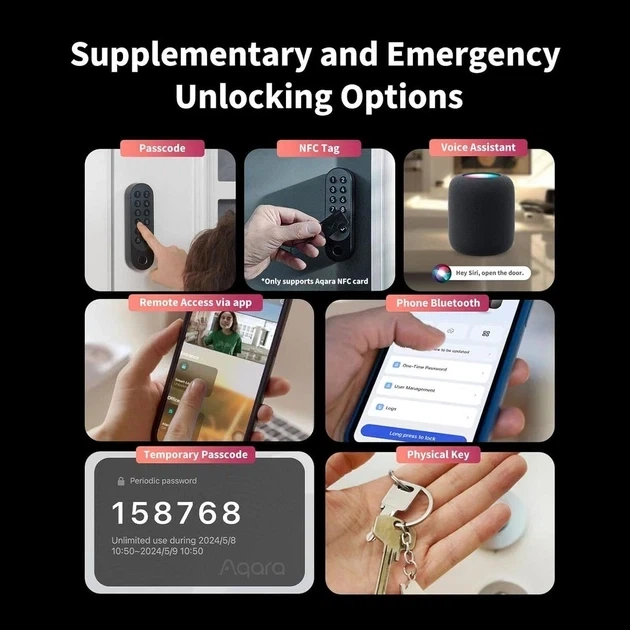 Умный замок Aqara Smart Lock U200 Kit с беспроводной клавиатурой, сканером отпечатков пальцев - изображение 5