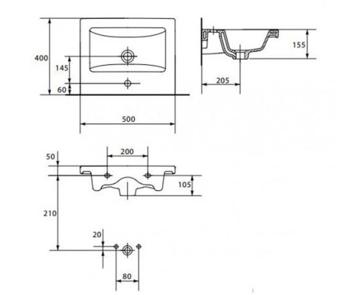 Раковина накладная 50 см CERSANIT COMO K32-002-BOX - изображение 2
