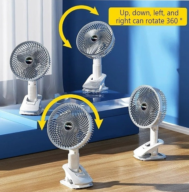 Портативный вентилятор Desktop Fan Multi Function / Аккумуляторный вентилятор на прищепке / Вентилятор мини на USB - изображение 2