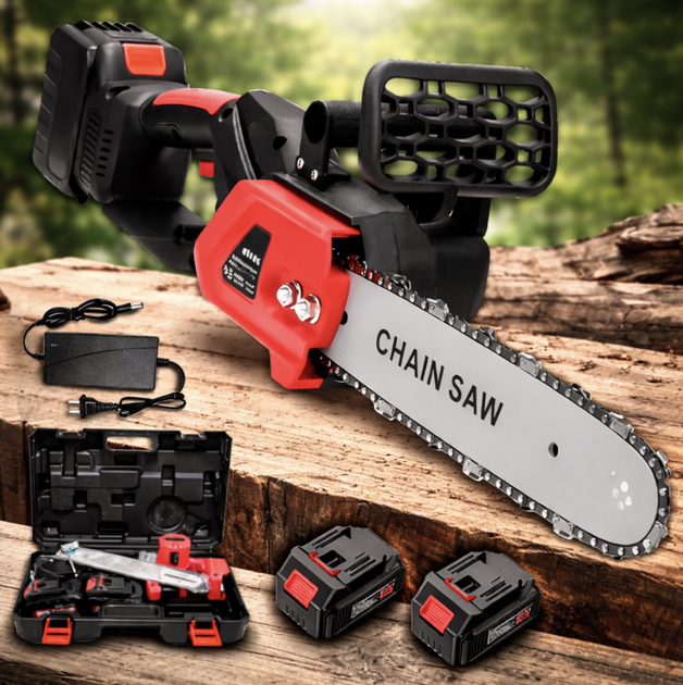 Акумуляторна ланцюгова пила Chain Saw 16″ 36V 2 АКБ 6.0 Ah шина 40 см 3/8″ 11 м/с 5500 об/хв у кейсі для дров гілок саду - зображення 6