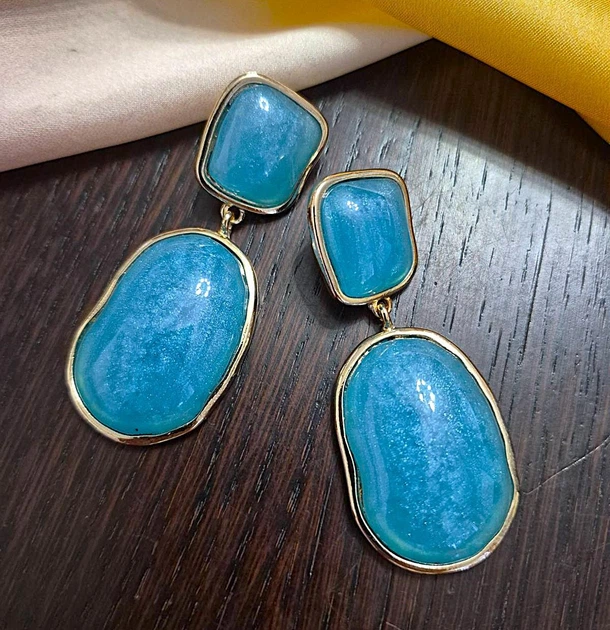 Жіночі сережки з великими підвісками jewelry Блакитні - Фото 5 Жіночі сережки з великими підвісками jewelry Блакитні - зображення 5